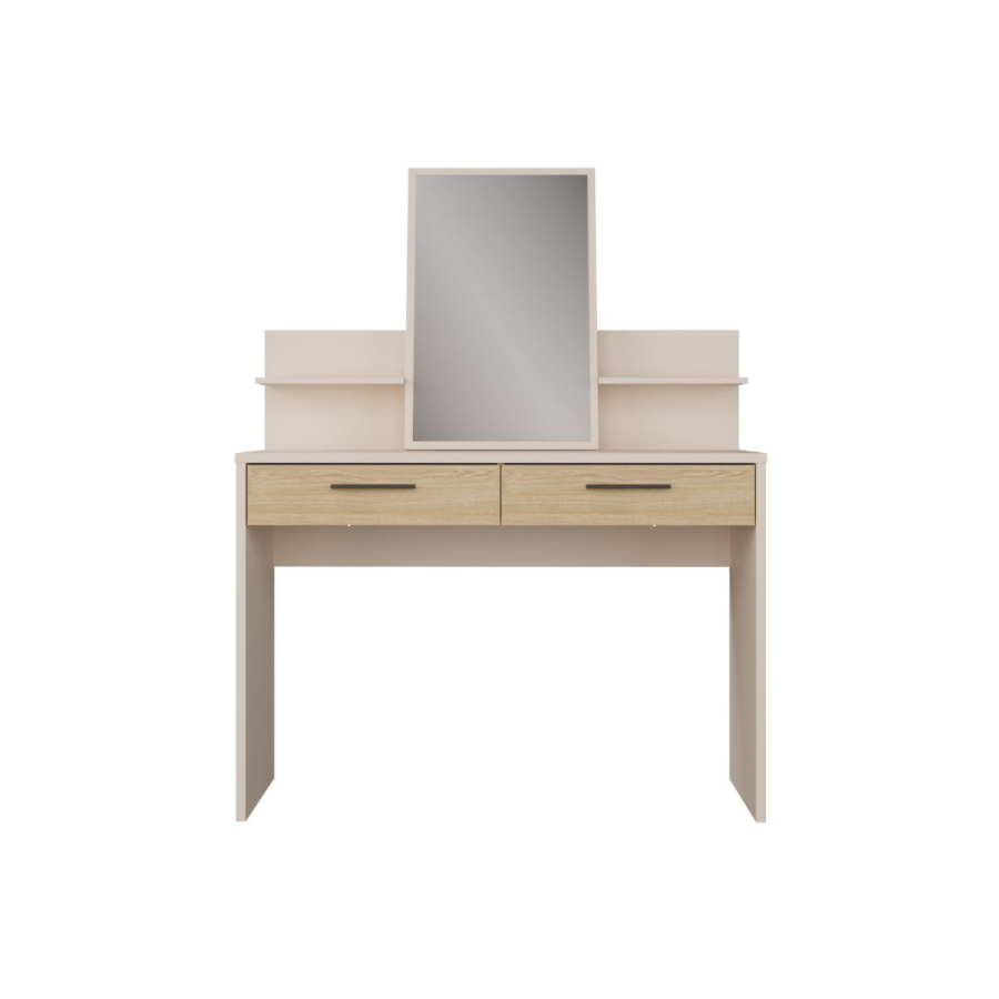 Coiffeuse Mayfair 2 Tiroirs+Miroir - Chêne/Blanc Les Petits Prix