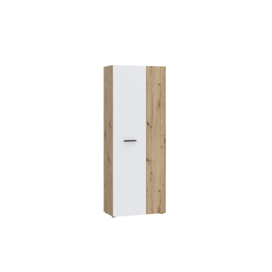 ARMOIRE NET306 2 Portes - Blanc / Chêne Rangements