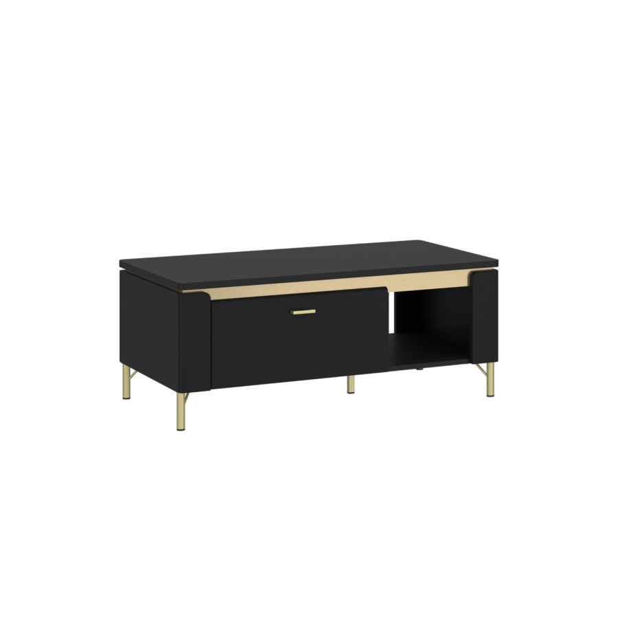TABLE BASSE NORICA 1 TIROIR - Noir / Doré Soldes été vague 2