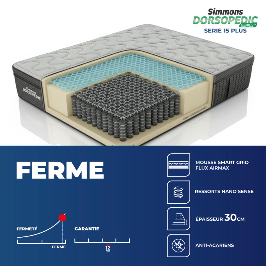 Matelas Dorsopedic Serie 15 Plus 180X200Cm - Gris Matelas