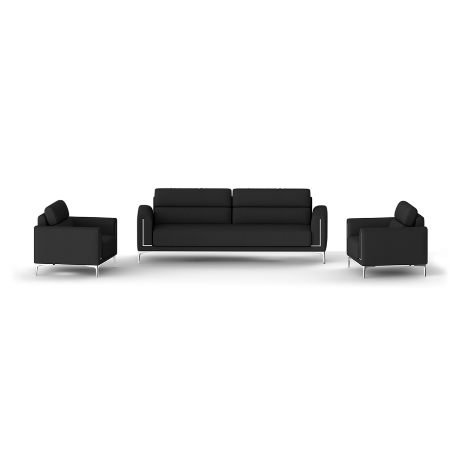 Pack Salon De Bureau Shadow 3+1+1 - Noir Sièges et Canapé d'Accueil