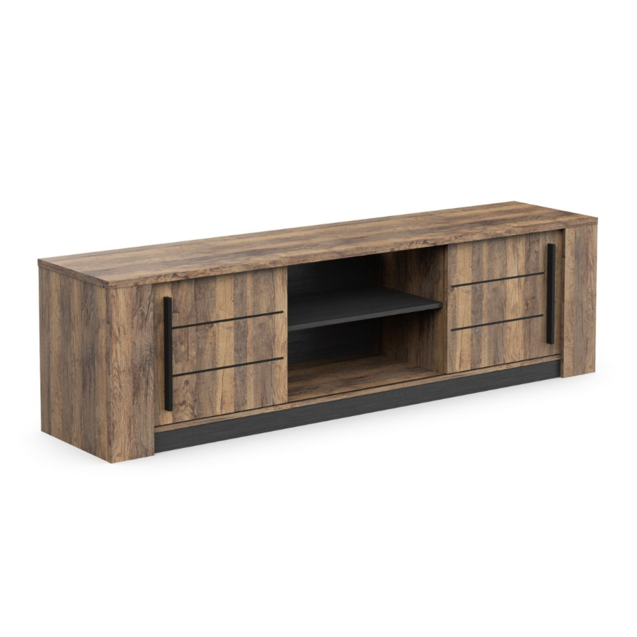 Meuble TV Monaco avec 2 portes / 2 niches – 185 × 42 × 52 cm Les Petits Prix