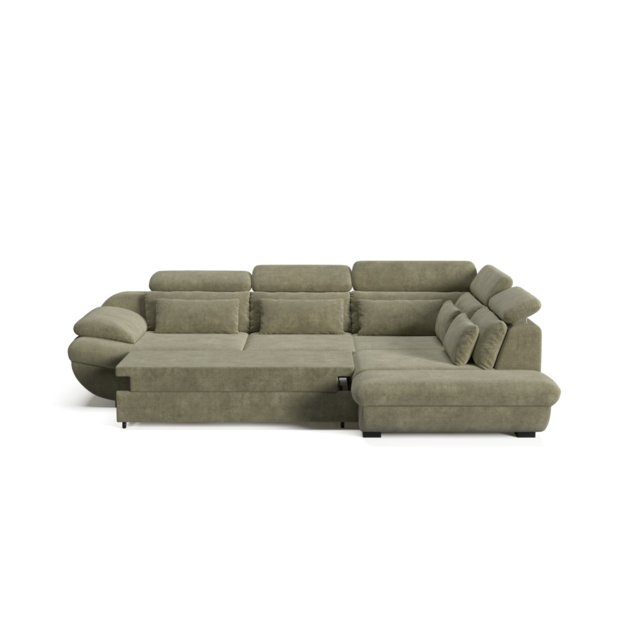 Canapé D'angle Droit INFINITY Avec Fonction Lit et Rangement - Vert Soldes été