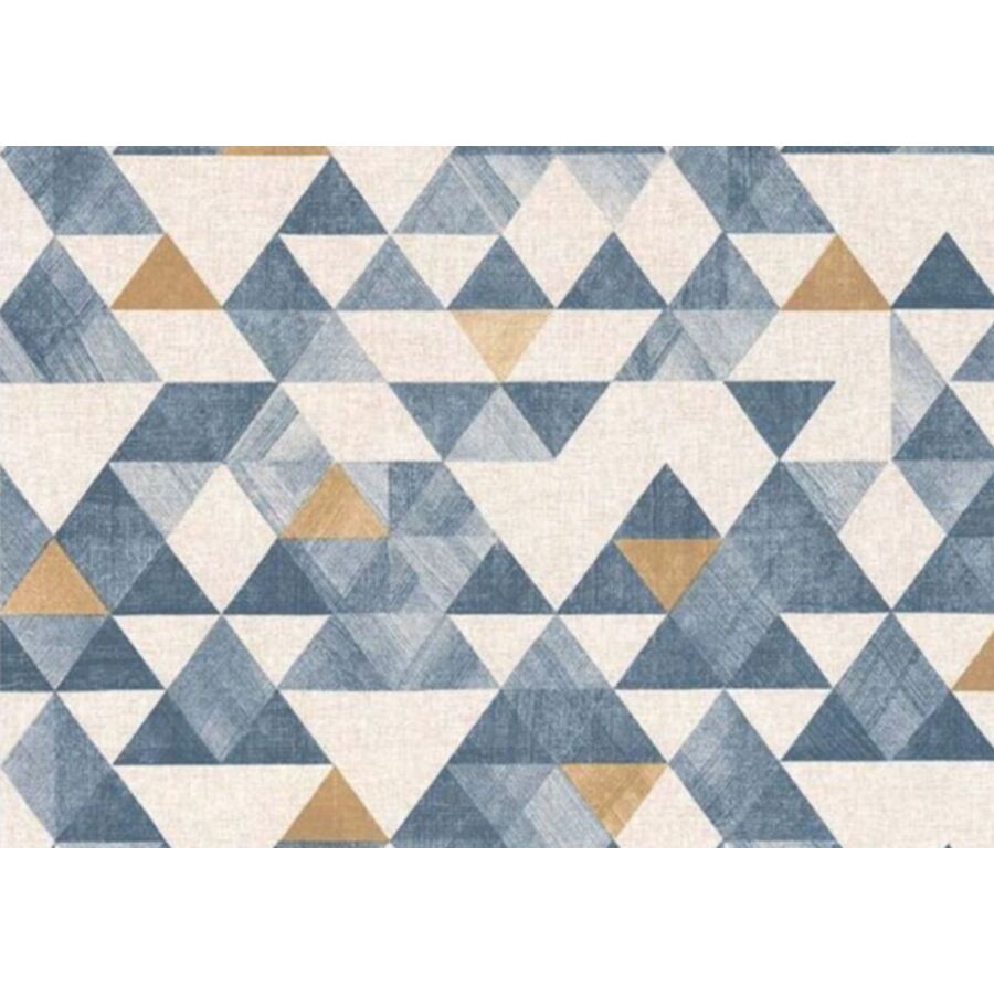 Papier Peint Retro Vintage Triangle - Bleu Papier peint