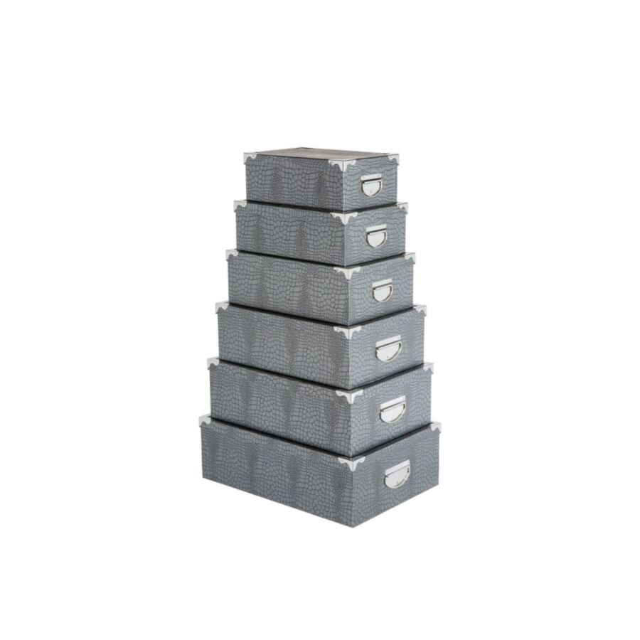 Set De 6 Boites De Rangement - Gris Boites de rangement