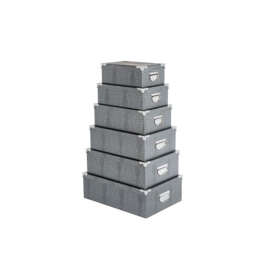 Set De 6 Boites De Rangement - Gris