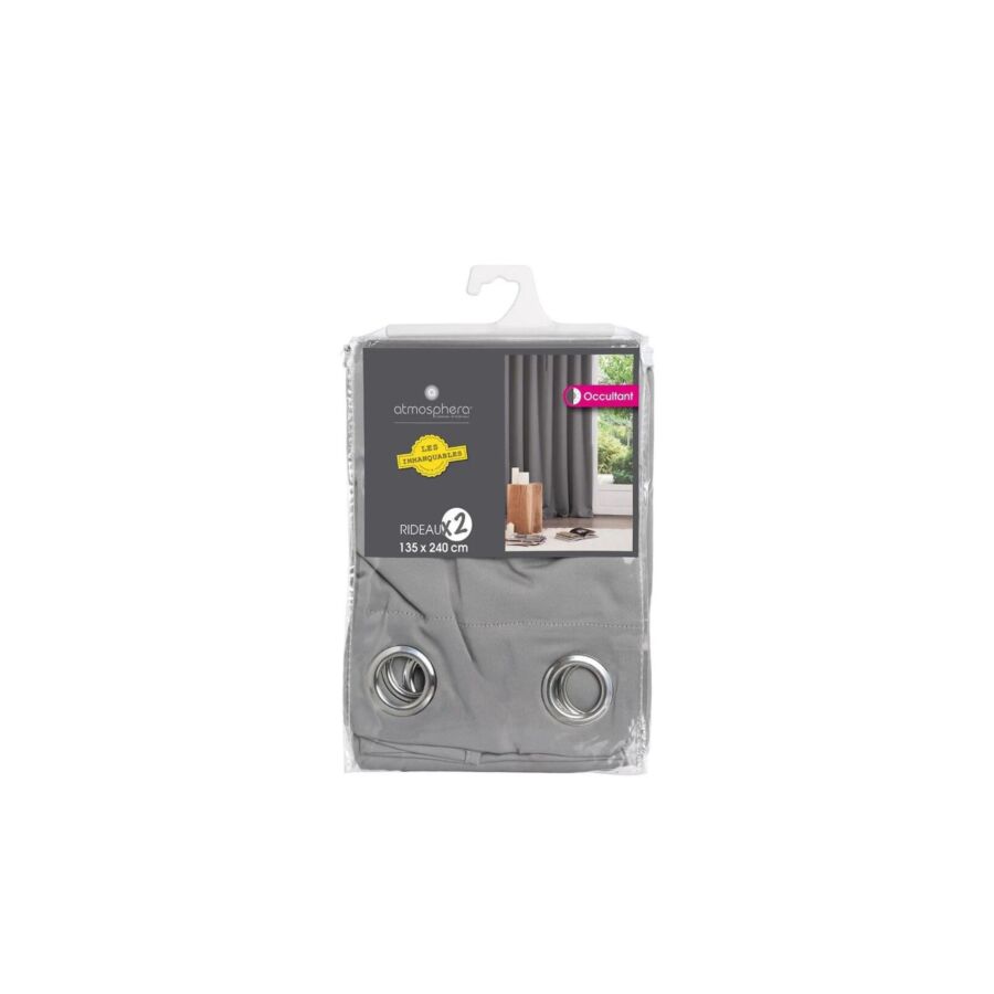 Set De 2 Rideaux Occultant - Gris