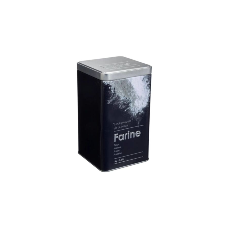 Boîte À Farine RELIEF 2 En Métal - Noir / Blanc Rangement cuisine