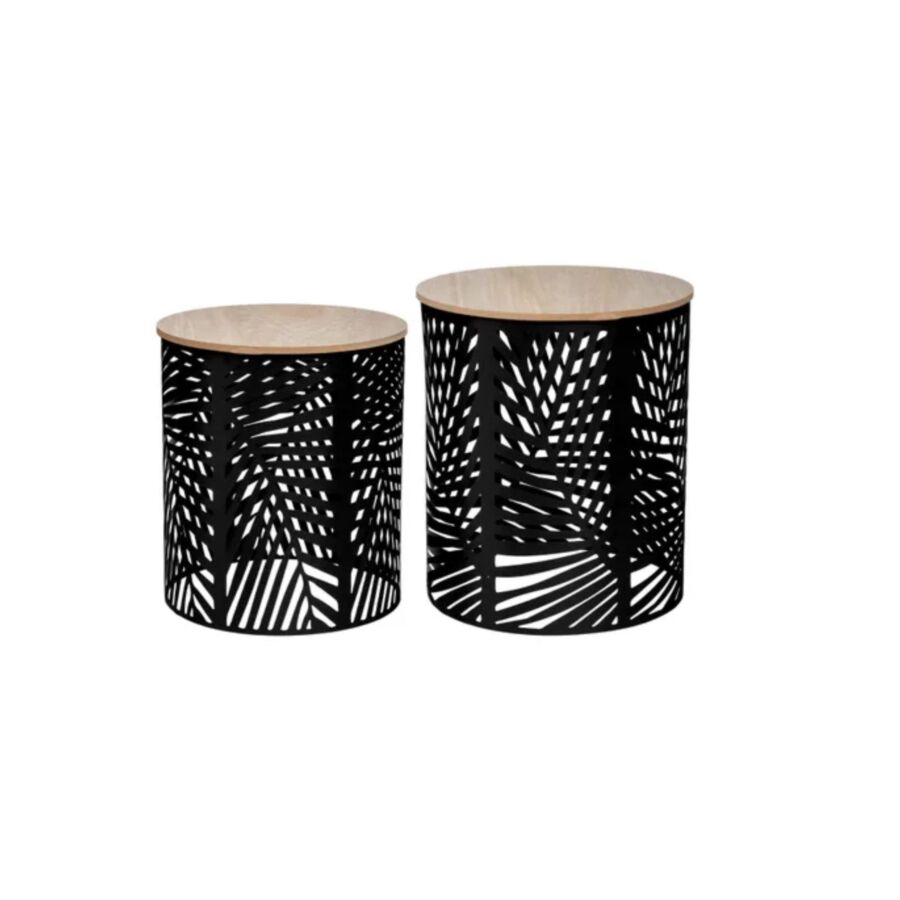 Deux Tables Café design Feuille - Noir Tables d'appoint