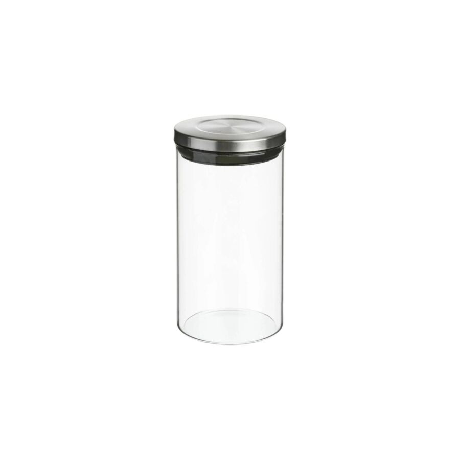 Bocal En Verre Et Inox HERMET 1 L - Blanc Rangement cuisine