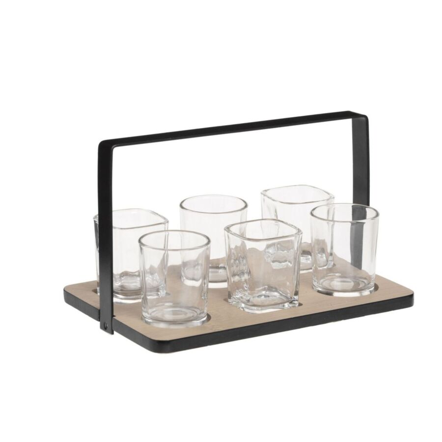 Set Apéritif 7 Pièces BISTROT - Blanc / Beige / Noir Serviteurs
