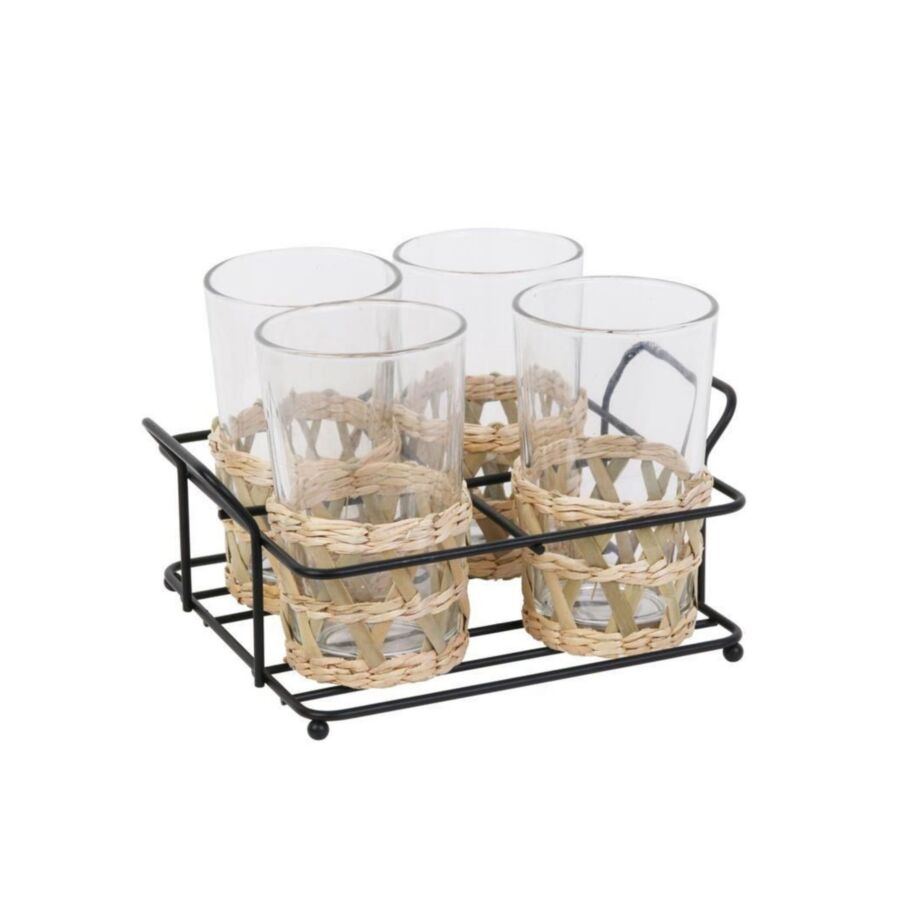 Set De 4 Verres Avec Cannage - Blanc Verres d'eau