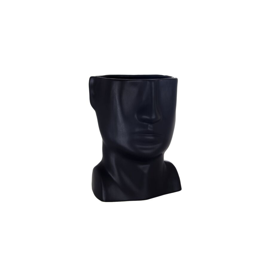 Vase En Forme Visage 16x16,8x21,5cm - Noir Vases