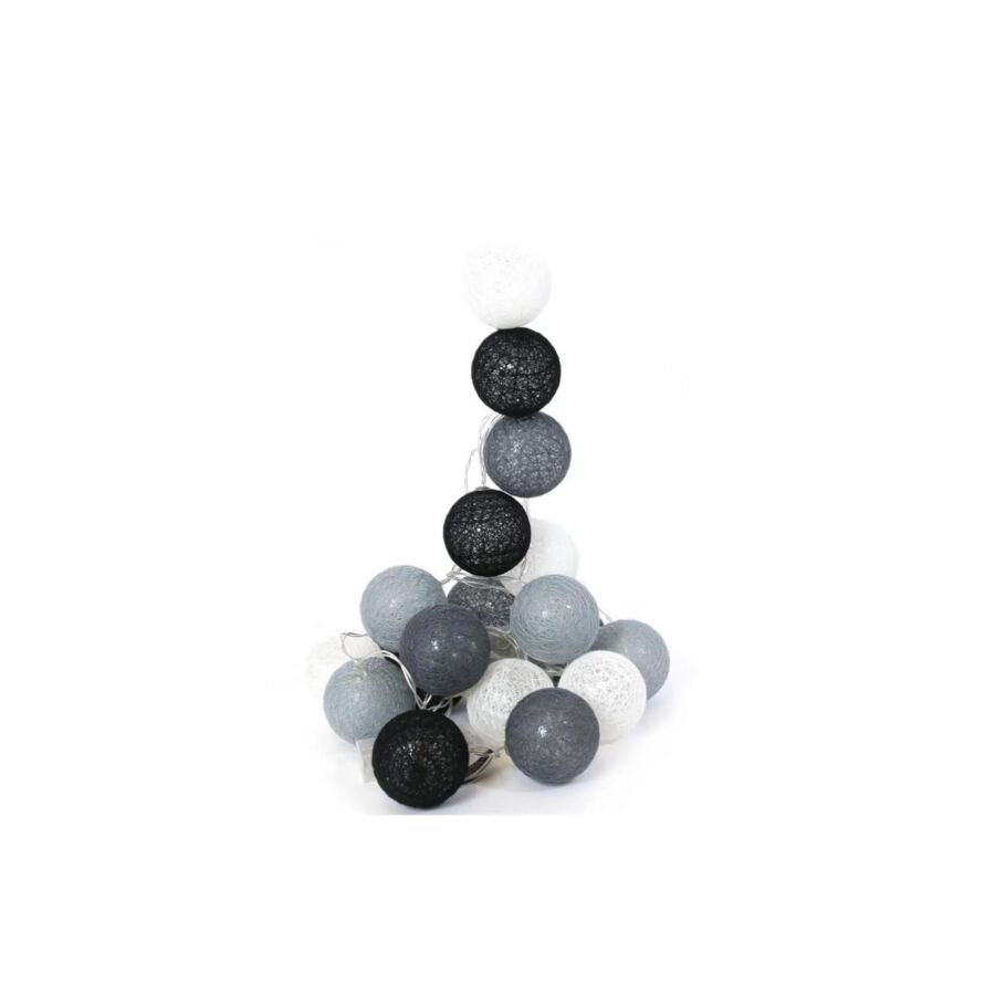 Guirlande Lumineuse À LED 20 Boules - Gris / Noir / Blanc Luminaires