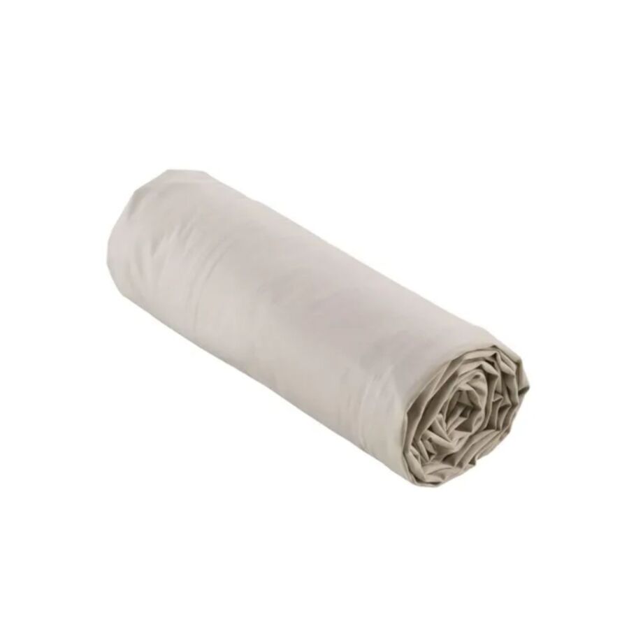 Drap Housse Percale Uni 78 Fils 90x190cm - Beige Draps