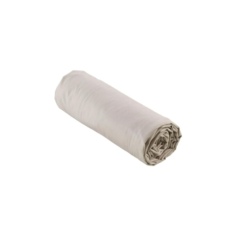 Drap Housse Percale Uni 78 Fils 180x200cm - Beige Draps
