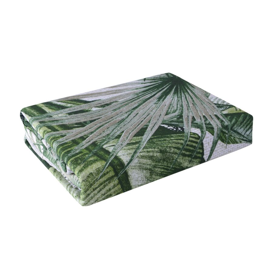 Parure de couette + 2 Taies D'oreillers Imprimées JUNGLE 260x240cm - Blanc / Vert Parure de lits