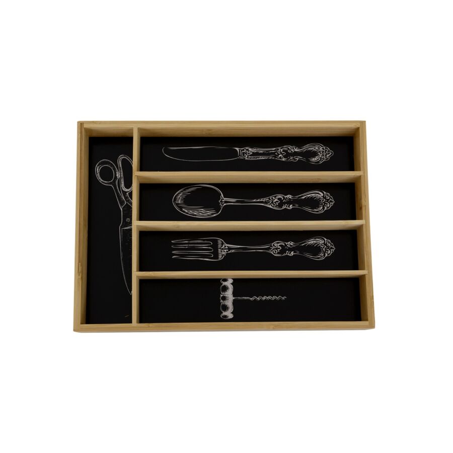 Rangement Ustensiles En Bambou 355mm - Noir Cuisson et préparation