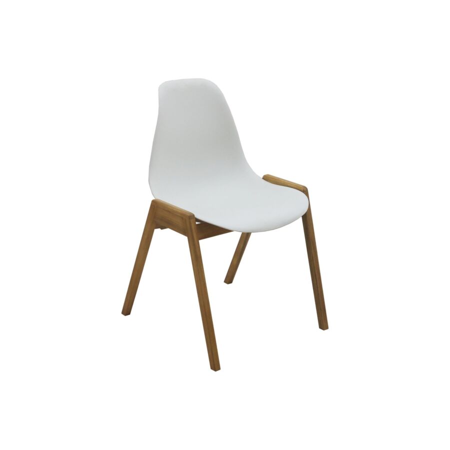 Chaise En Acacia EXOTICA Sans Accoudoir - Blanc Bon plan