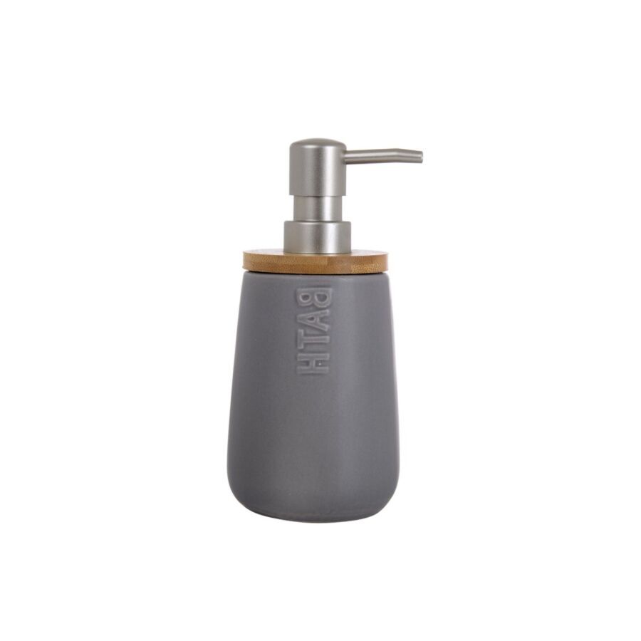 Distributeur à Savon DOLOMITE Rond 410 ML - Gris / Bambou Gobelets et distributeurs de savon