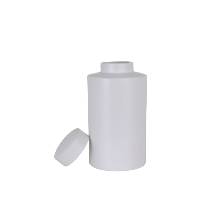 Vase Céramique Avec Couvercle 17x17x31cm - Blanc Vases