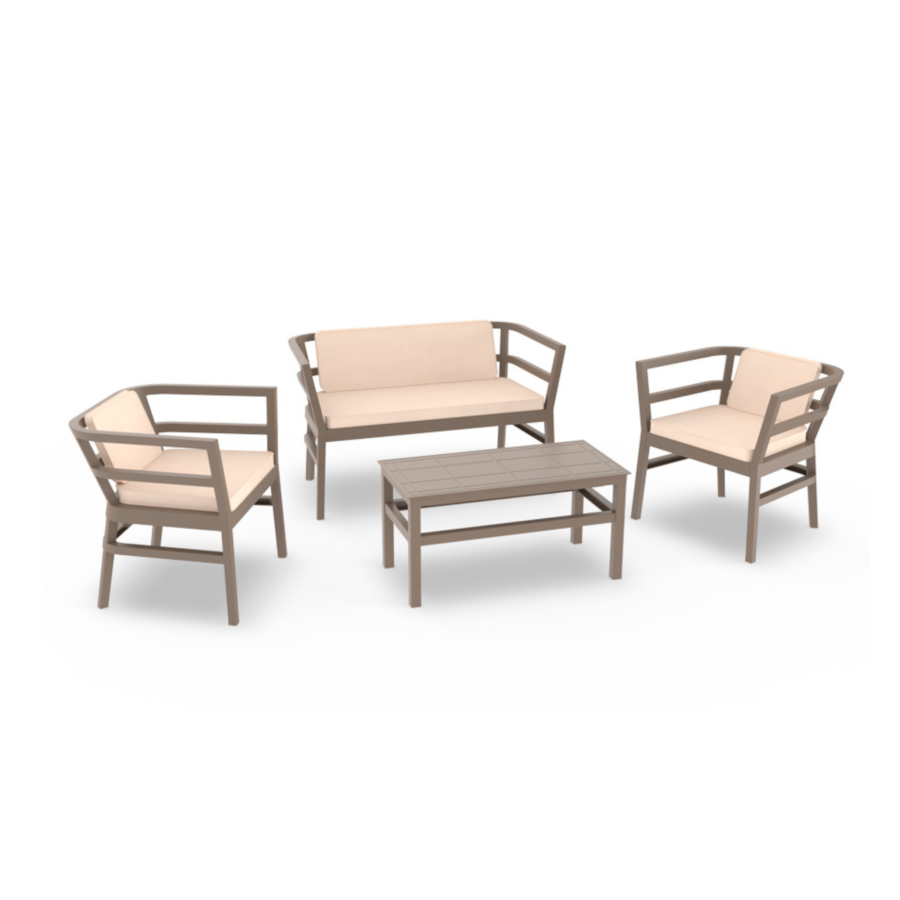 Set De jardin CLICK-CLACK 4 Places - Cappuccino Bon plan