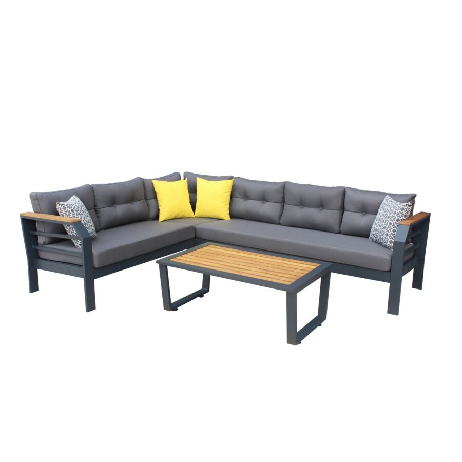 Coin ASSENTO Avec Table En Aluminium - Anthracite Salons de jardin