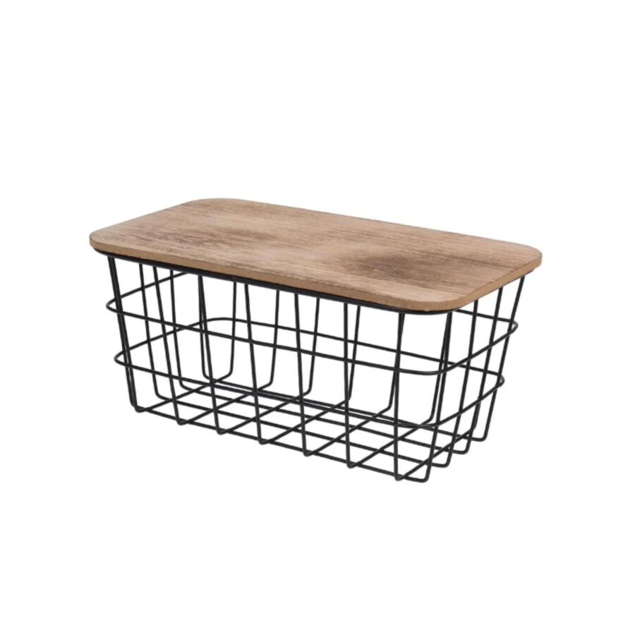 Panier En Métal Avec Couvercle 31x22x16cm - Noir Rangement cuisine