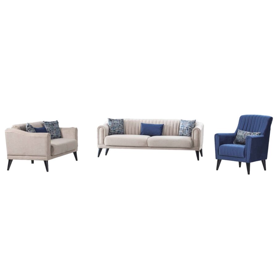 Salon MOON 3+2+1 Avec Fonction Lit - Beige Soldes été
