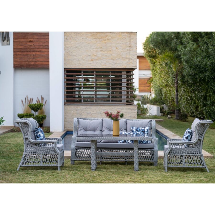 Set De Salon de Jardin ENZO Gris Clair Kitea Maroc