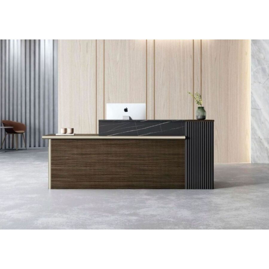 Comptoir De Réception LUXURY - Chêne Foncé / Gris Comptoirs d'Accueil
