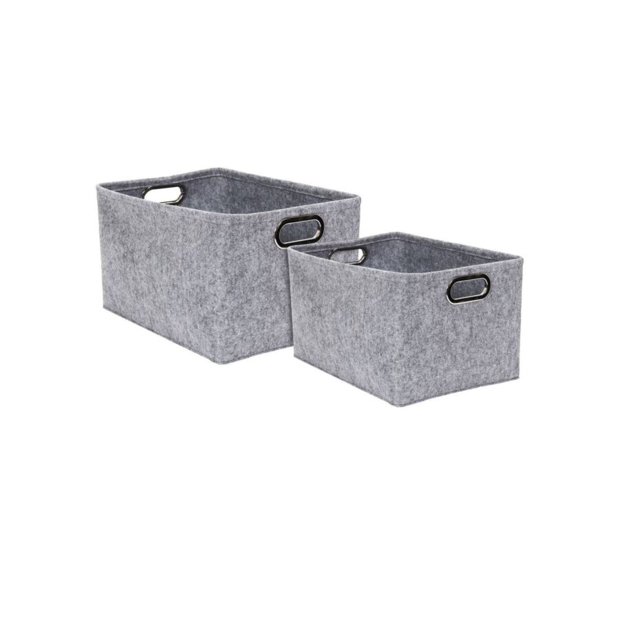 Lot De 2 Paniers De Rangement Carré - Gris