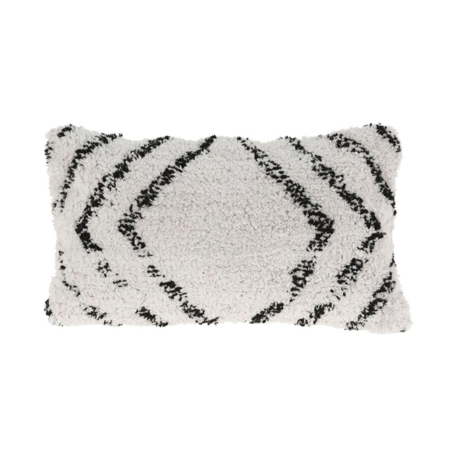 Coussin Zigzag Rectangulaire 30x50cm - Blanc / Noir Coussins décoratifs