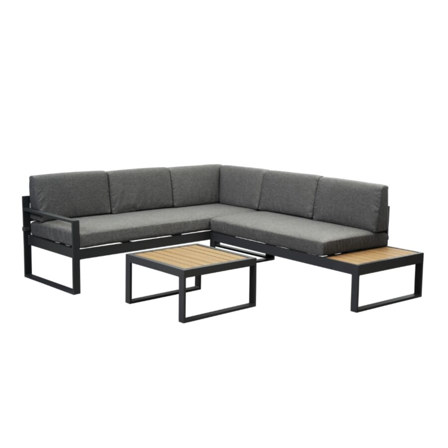 Coin Bas PARIS + Table Basse - Gris Foncé Salons de jardin bas