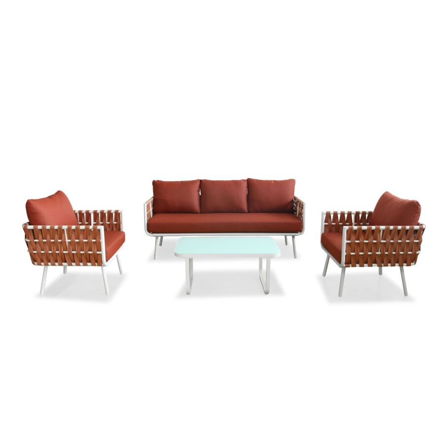Set DIOR 3+1+1 Avec Table Basse - Orange Salons de jardin bas