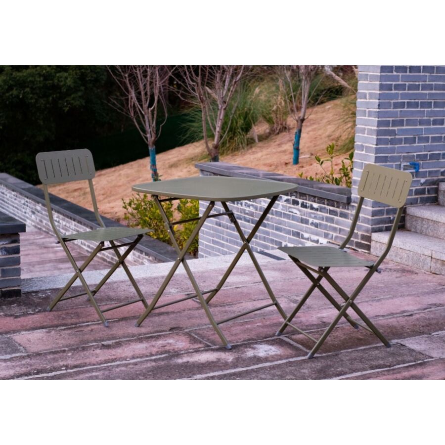 Set PIPA Avec 2 Chaises + Table - Taupe Tables et chaises pliantes