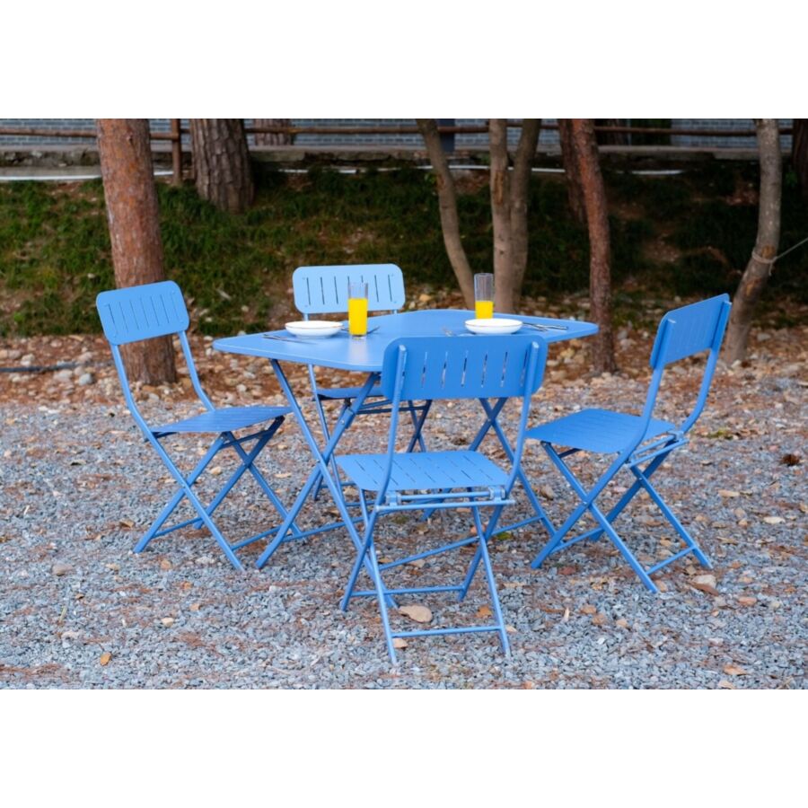 Set PIPA Avec 4 Chaises + Table - Bleu Tables et chaises pliantes