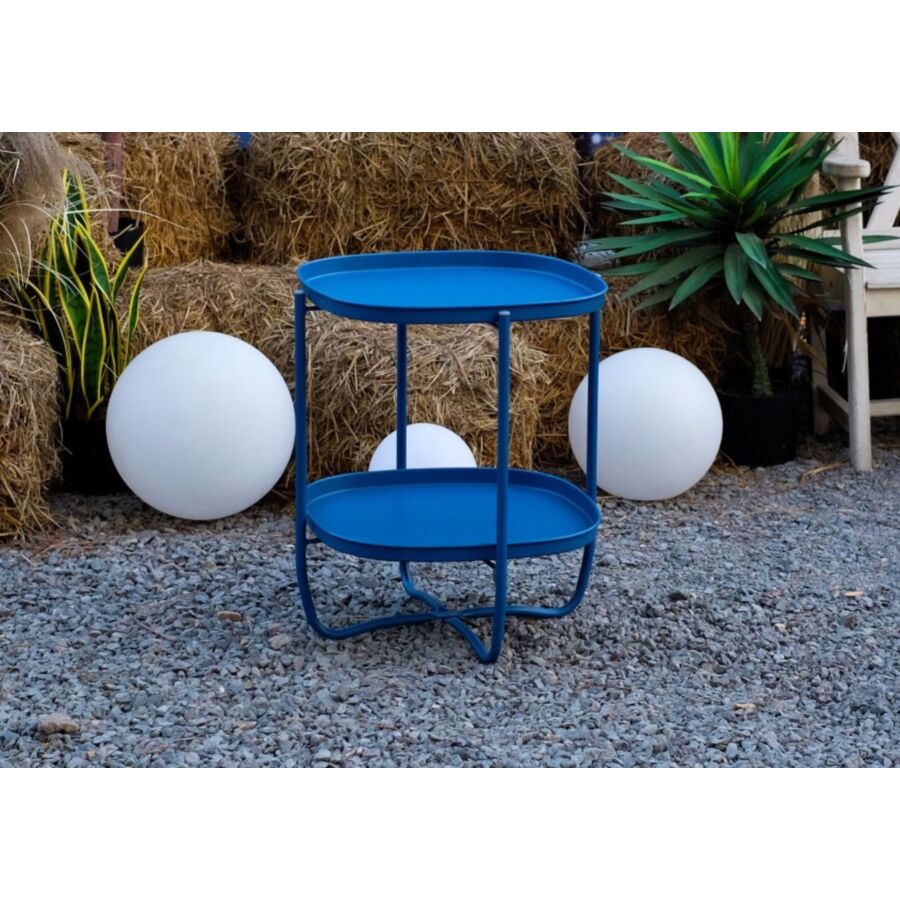 Table D'Appoint Carré PIPA Avec 2 Étagères - Bleu Tables de jardin