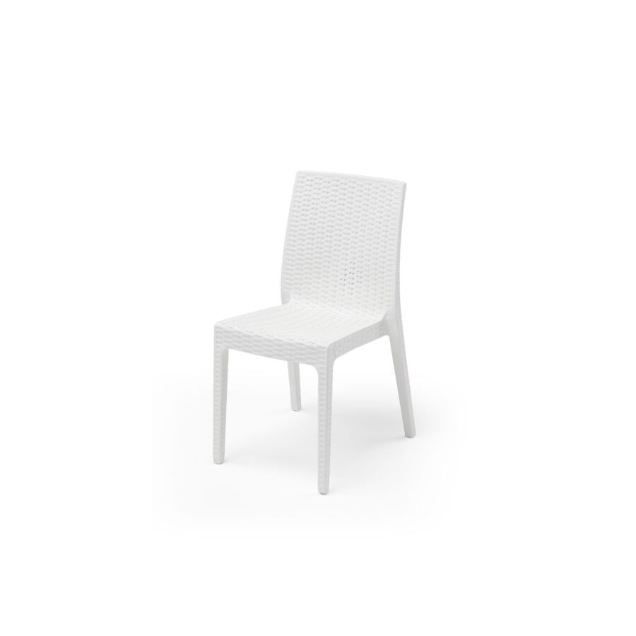 Chaise SELENE Avec Motifs Tressés - Blanc Chaises de Jardin