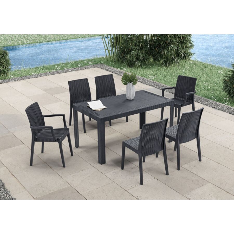Set Table Rectangulaire URANO + 6 Chaises - Anthracite Table de jardin