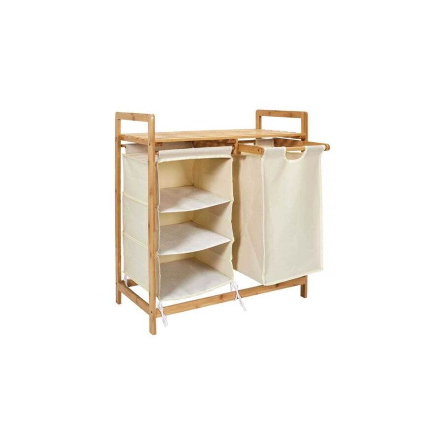 Rangement Avec Compartiments Et Support - Blanc / Marron Paniers et corbeilles
