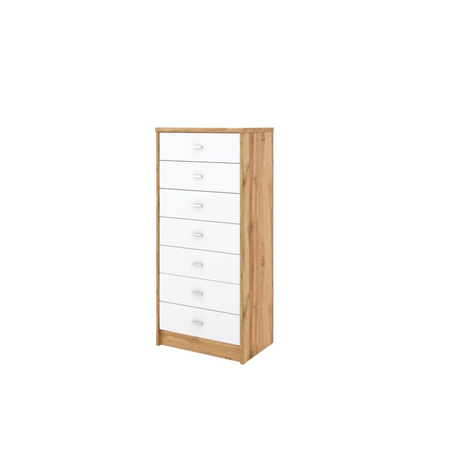 Chiffonnier 4-YOU 7 Tiroirs - Chêne / Blanc Commodes