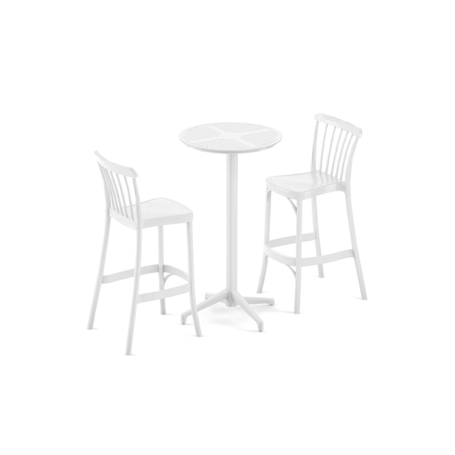 Table Haute MOON Ronde - Blanc Meubles jardin