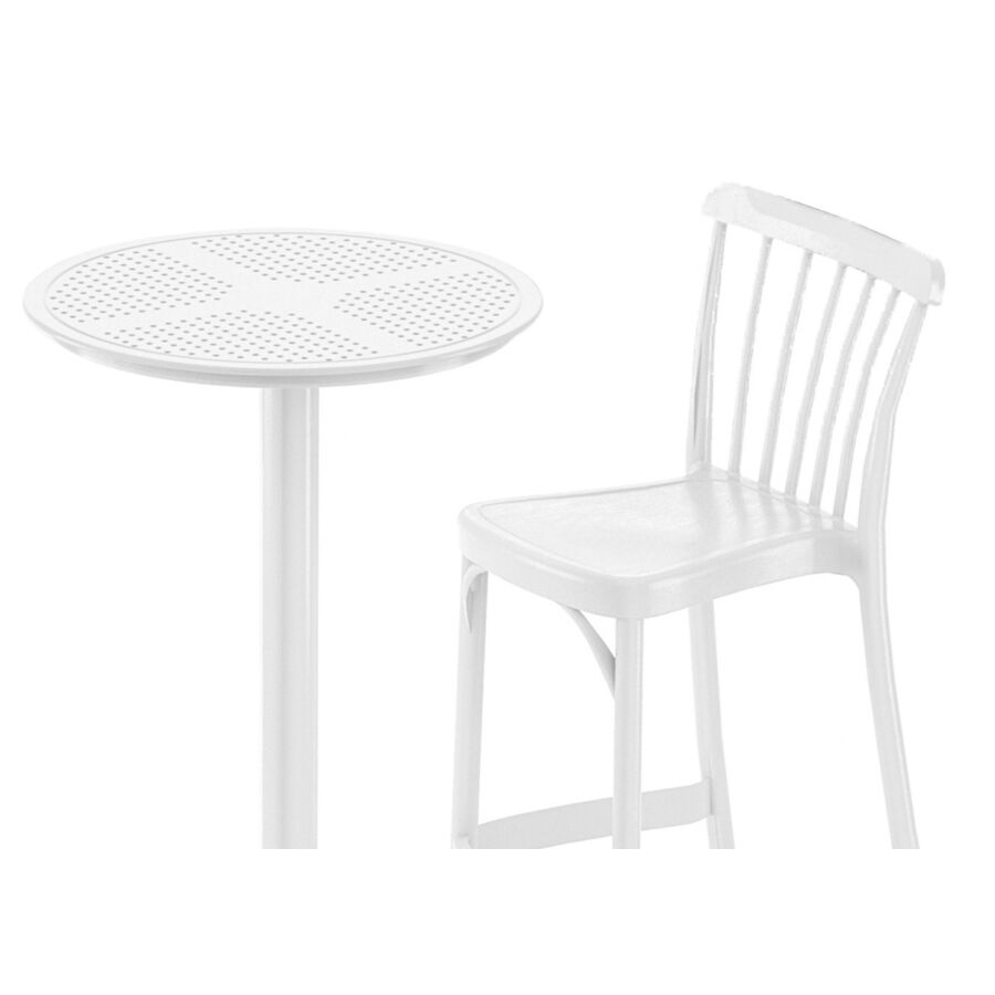 Table Haute MOON Ronde - Blanc Meubles jardin