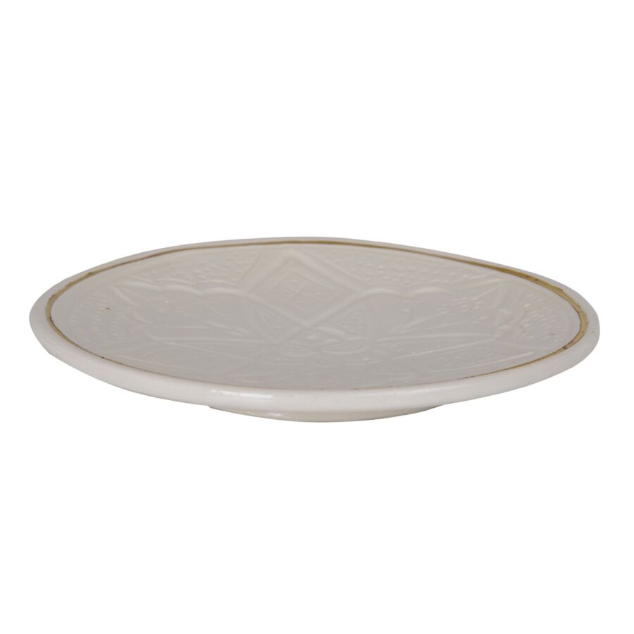 Assiette Artisanale Emprunte 20cm - Blanc Serviteurs