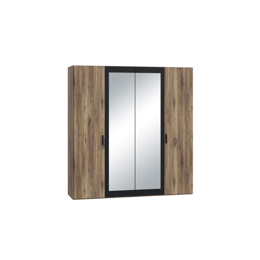 Armoire LEONARD + Miroir Chêne / Noir Kitea Maroc