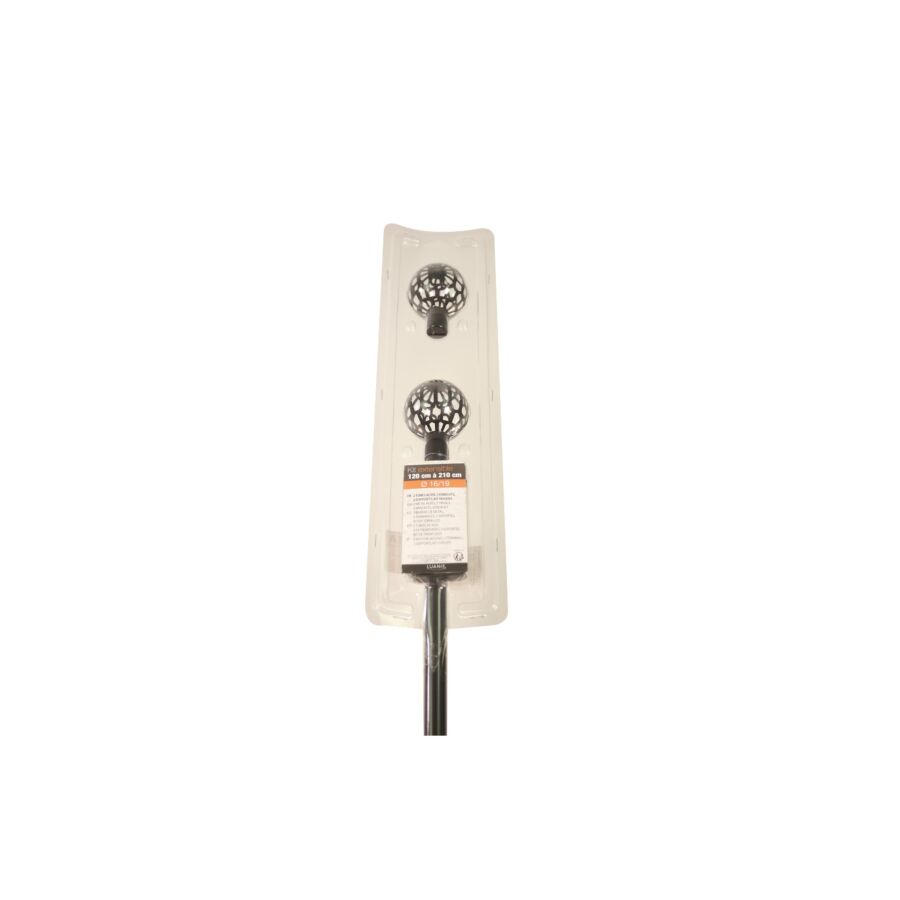 Tringle 120-210cm Embouts FACETTE - Noir Mat Tringles et accessoires rideaux