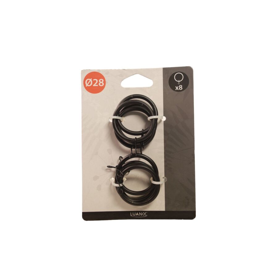 8 Anneaux De Rideaux - Noir Mat Tringles et accessoires rideaux