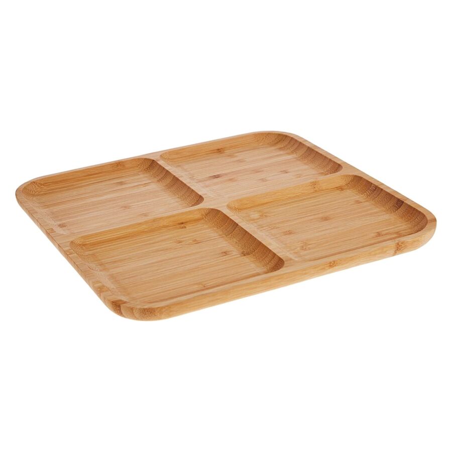 Plat Bambou 4 Compartiments - Marron Serviteurs