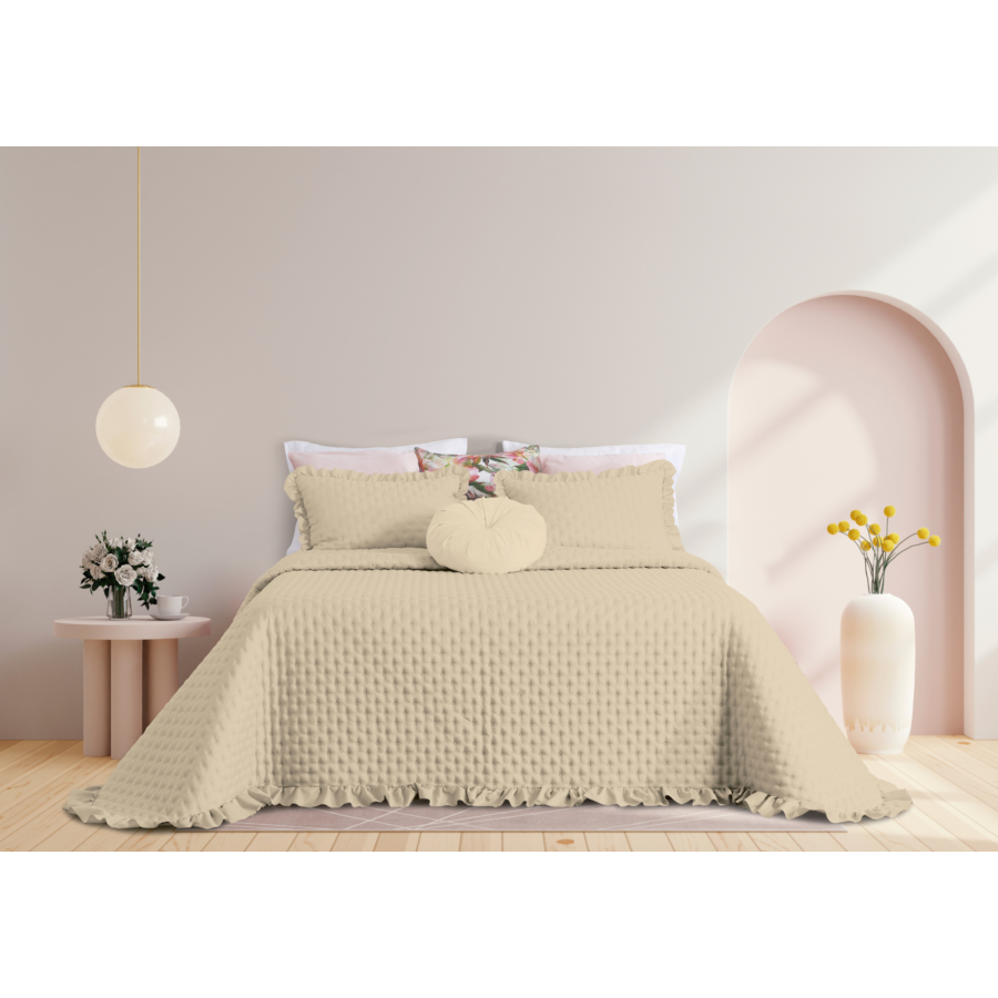 Couvre Lit MONICA 240x260cm + 2 Taies D'Oreillers Parure de lits